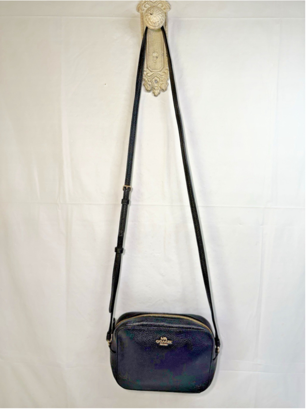 Coach Mini Camera Bag Style 87734 Black Pebbled Leather
